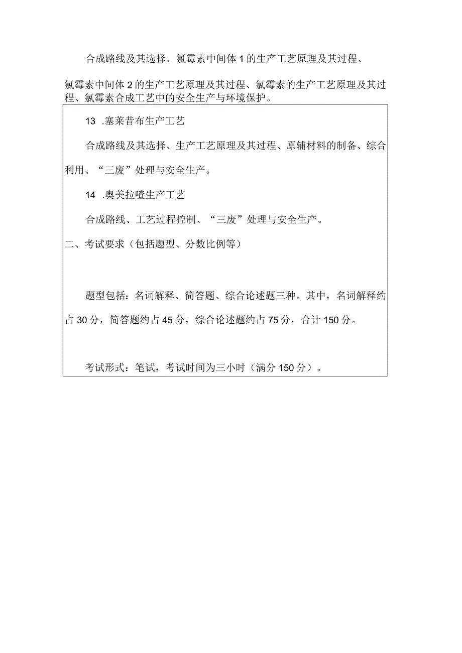 2023年硕士研究生入学考试初试自命题科目考试大纲制药工艺学.docx_第3页