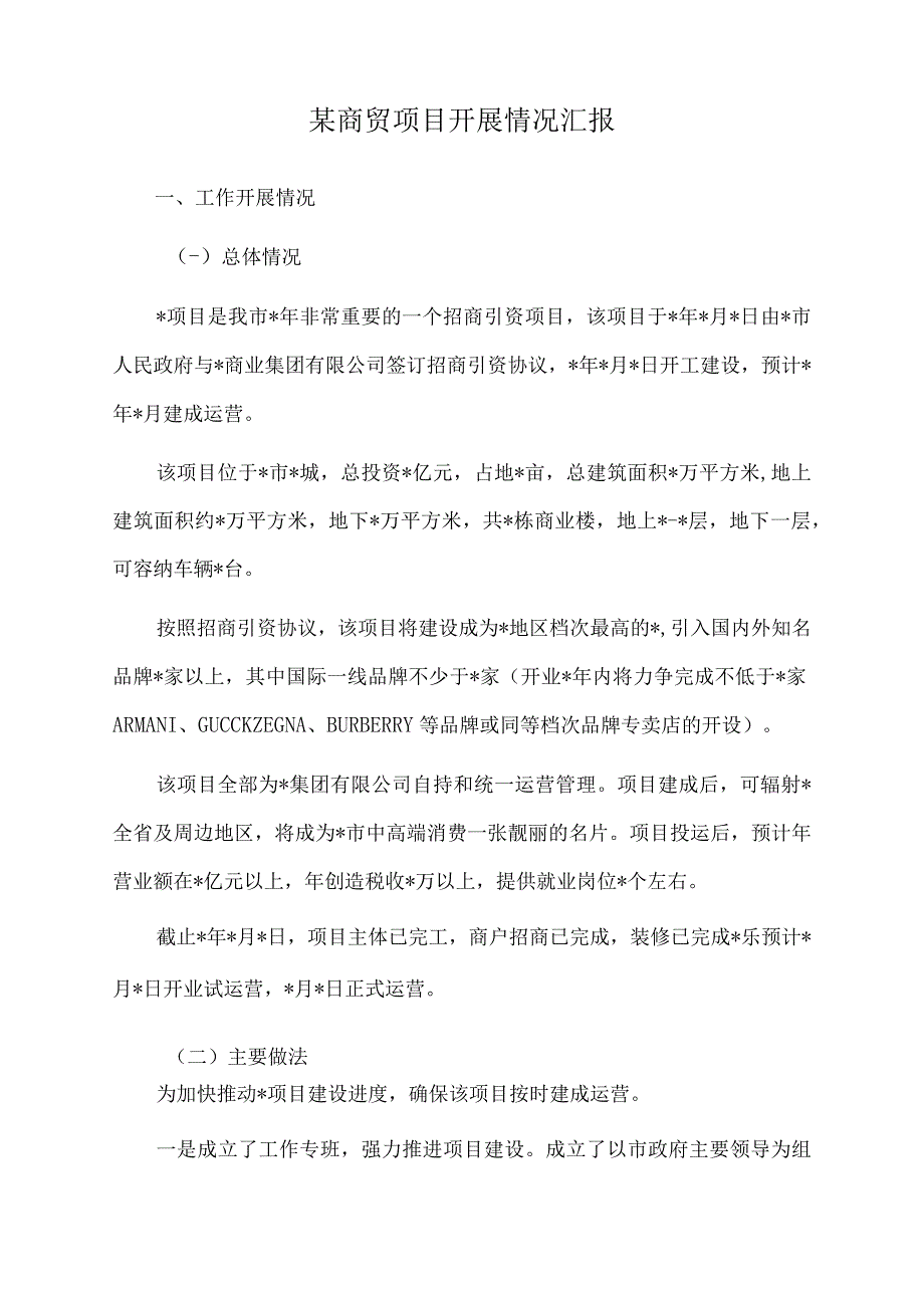 2023年某商贸项目开展情况汇报.docx_第1页