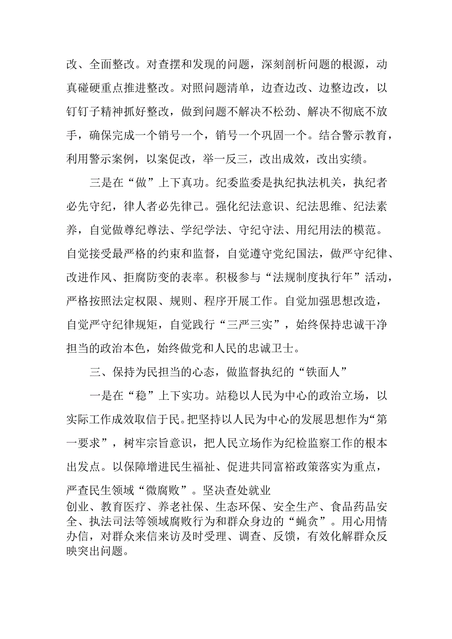 2023年纪检监察干部队伍教育整顿心得体会及研讨发言材料.docx_第3页