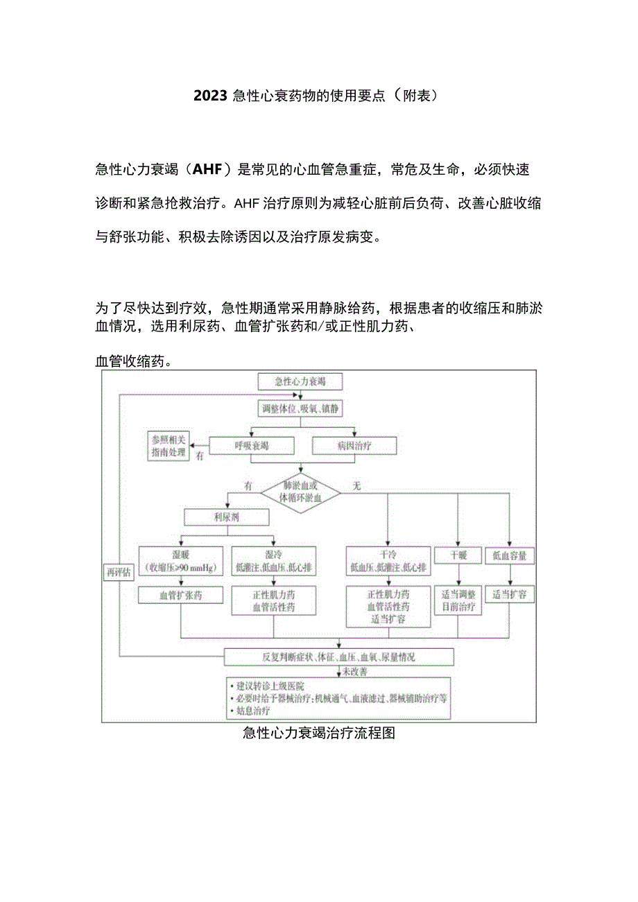 2023急性心衰药物的使用要点附表.docx_第1页