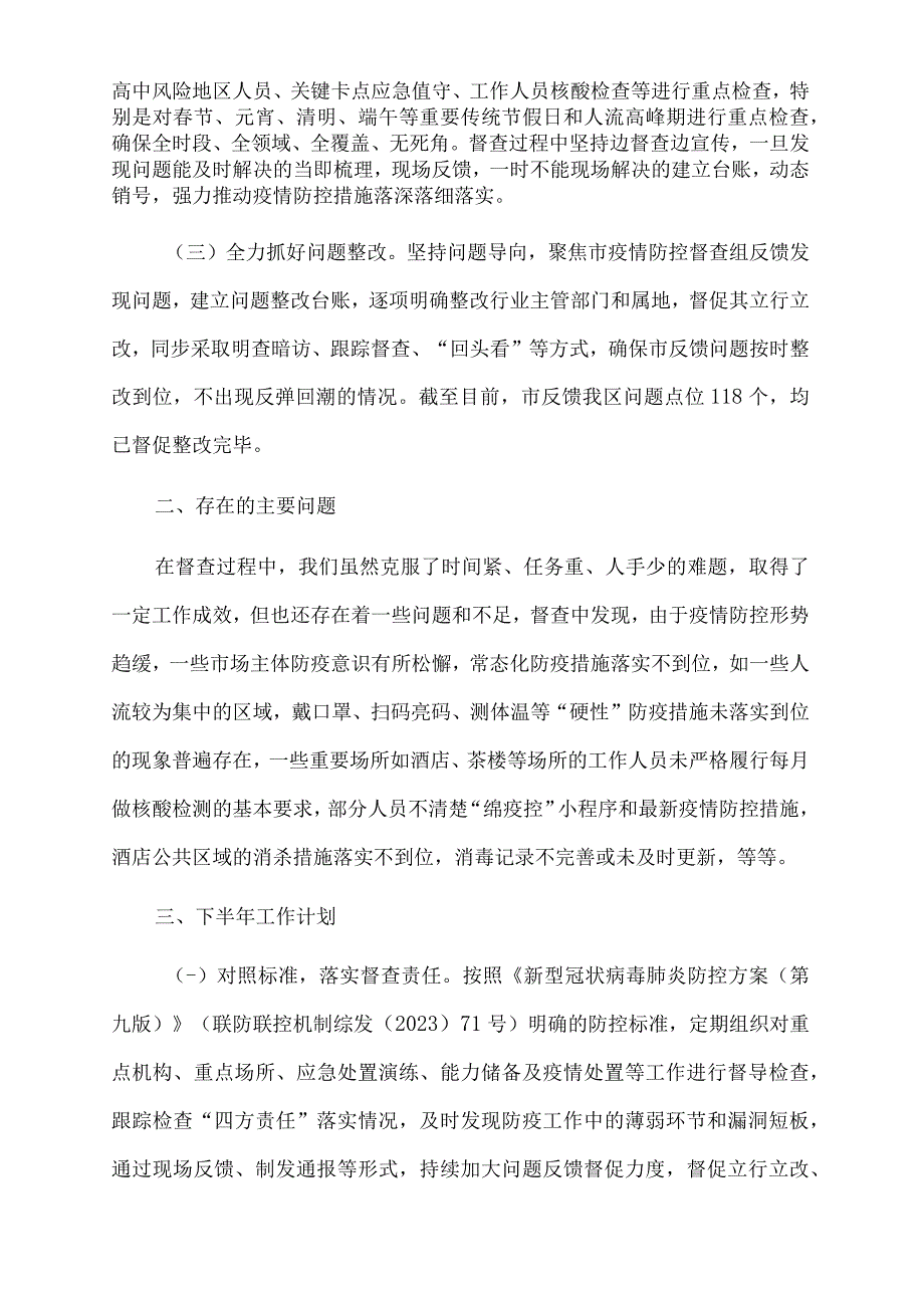 2023年疫情防控督查组上半年工作总结.docx_第2页