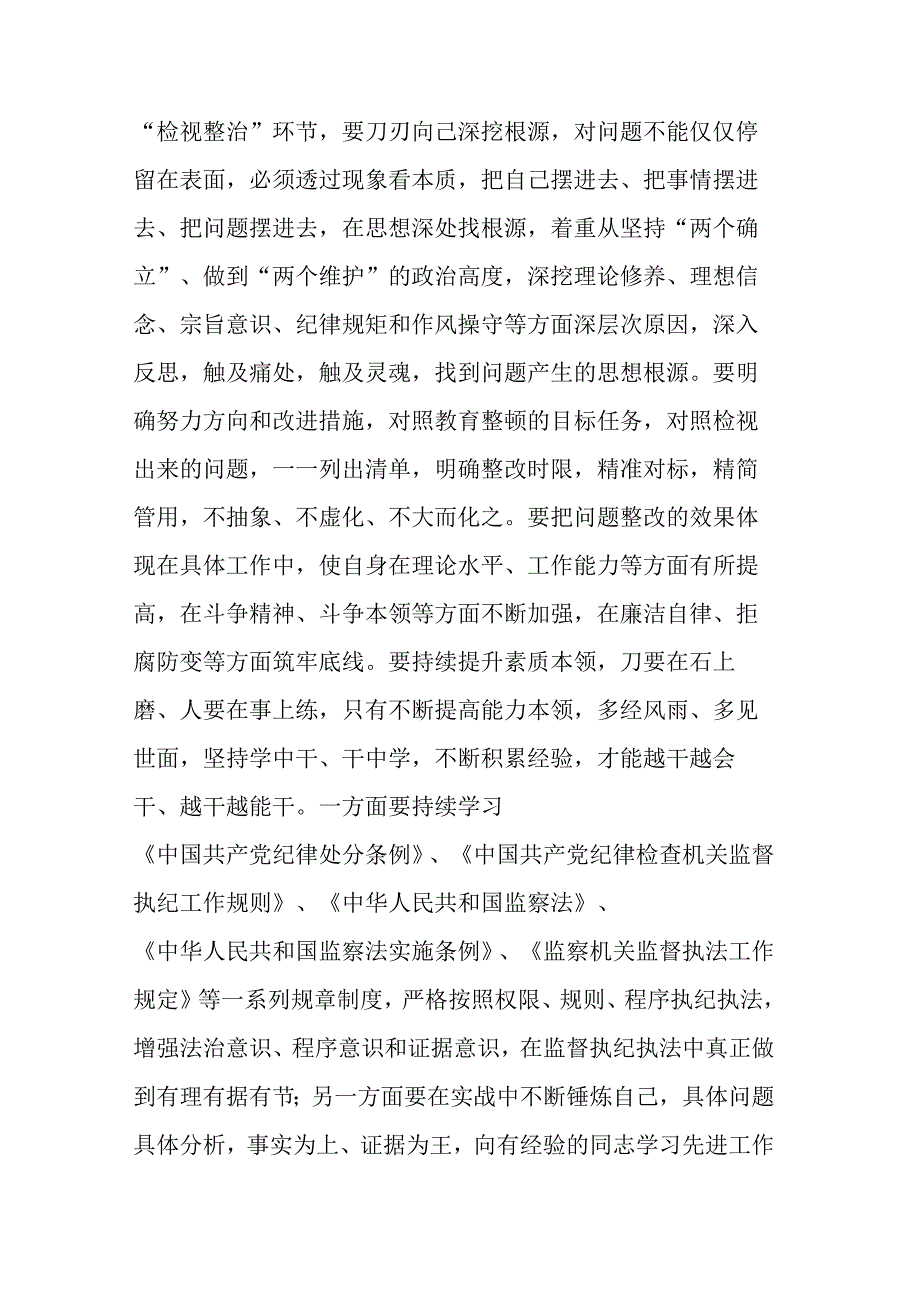 2023年纪检监察干部在教育整顿检视整治环节专题研讨交流会上的发言提纲共二篇.docx_第3页