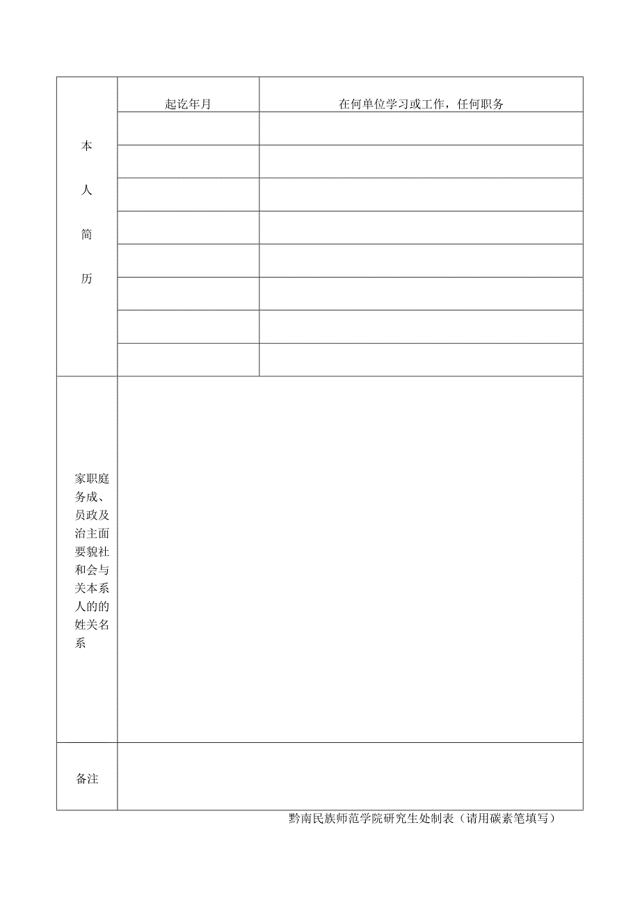 XX学院研究生入学登记表2023年模板范本.docx_第2页