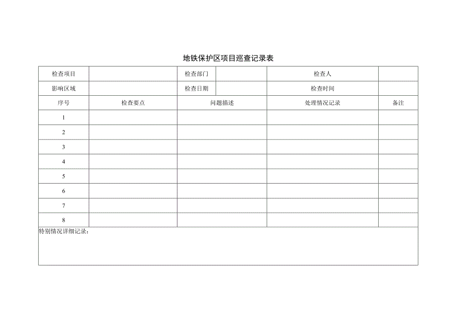 XC地铁保护区项目巡查记录表.docx_第1页