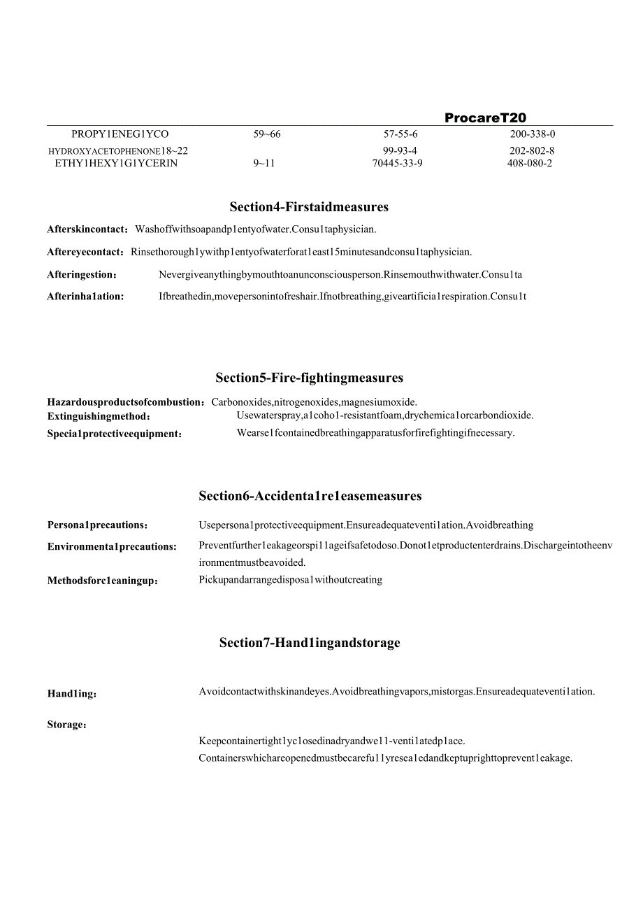 Procare T20GHS防腐剂英文版MSDS无动物测试.docx_第2页