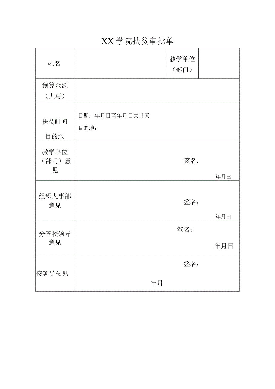 XX学院扶贫审批单.docx_第1页