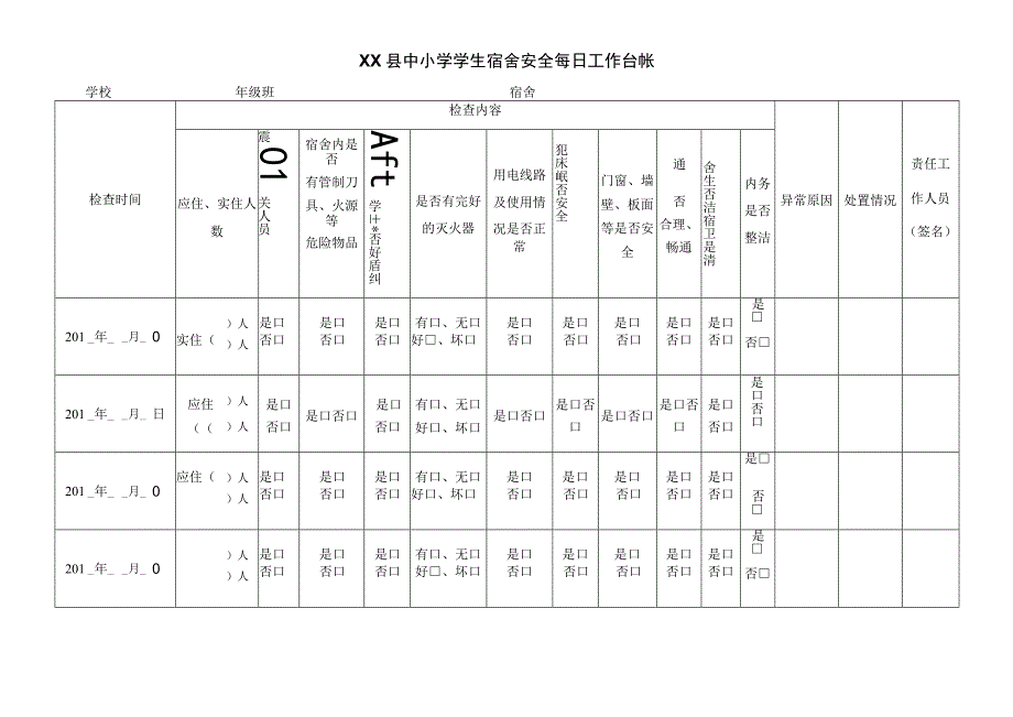 中小学幼儿园学生宿舍安全工作台帐.docx_第1页