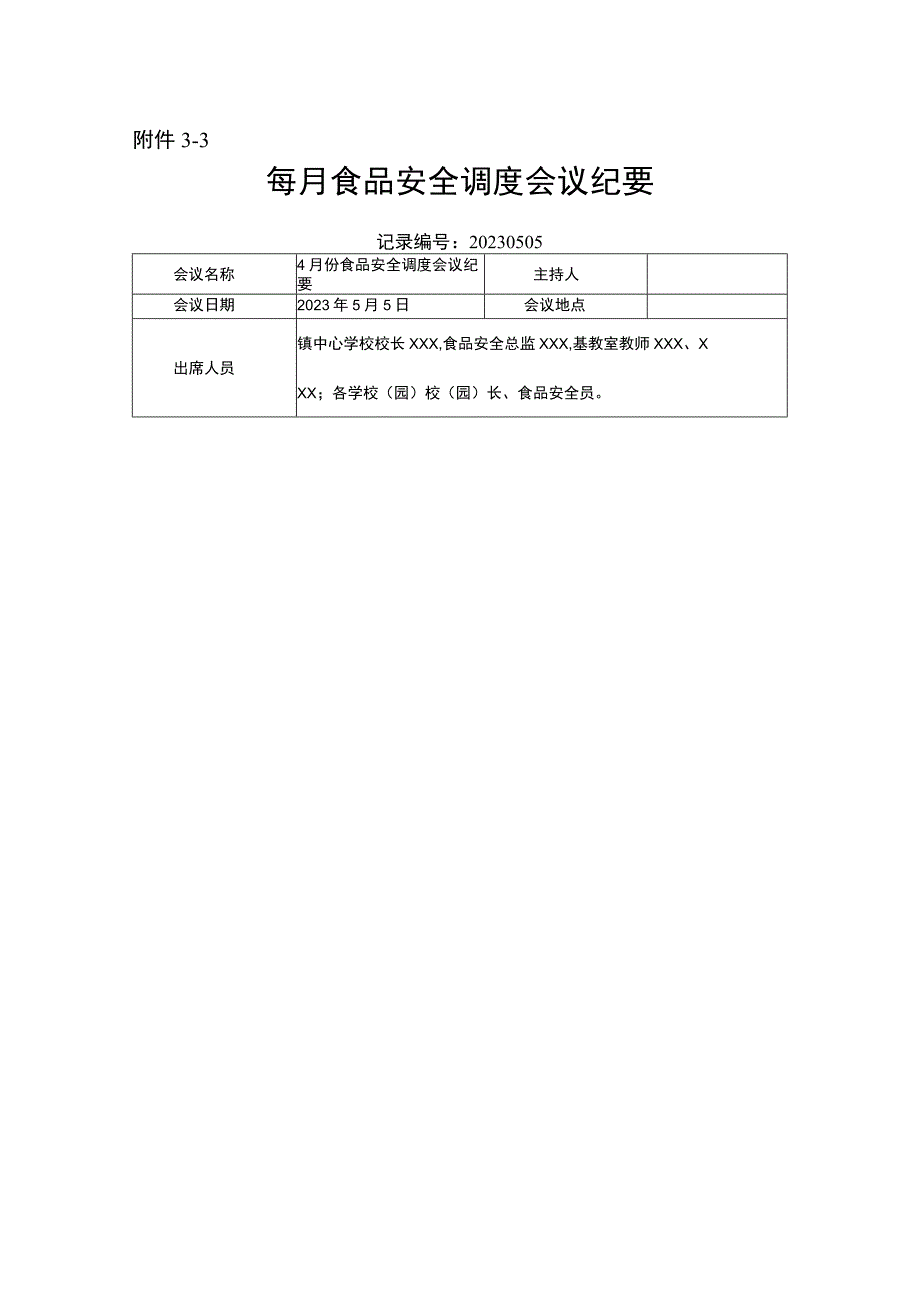 中心学校4月食品安全调度会议纪要20230505.docx_第1页