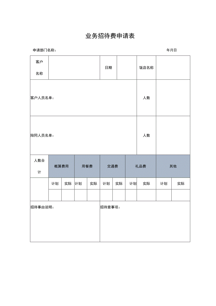 业务招待费申请表.docx_第1页