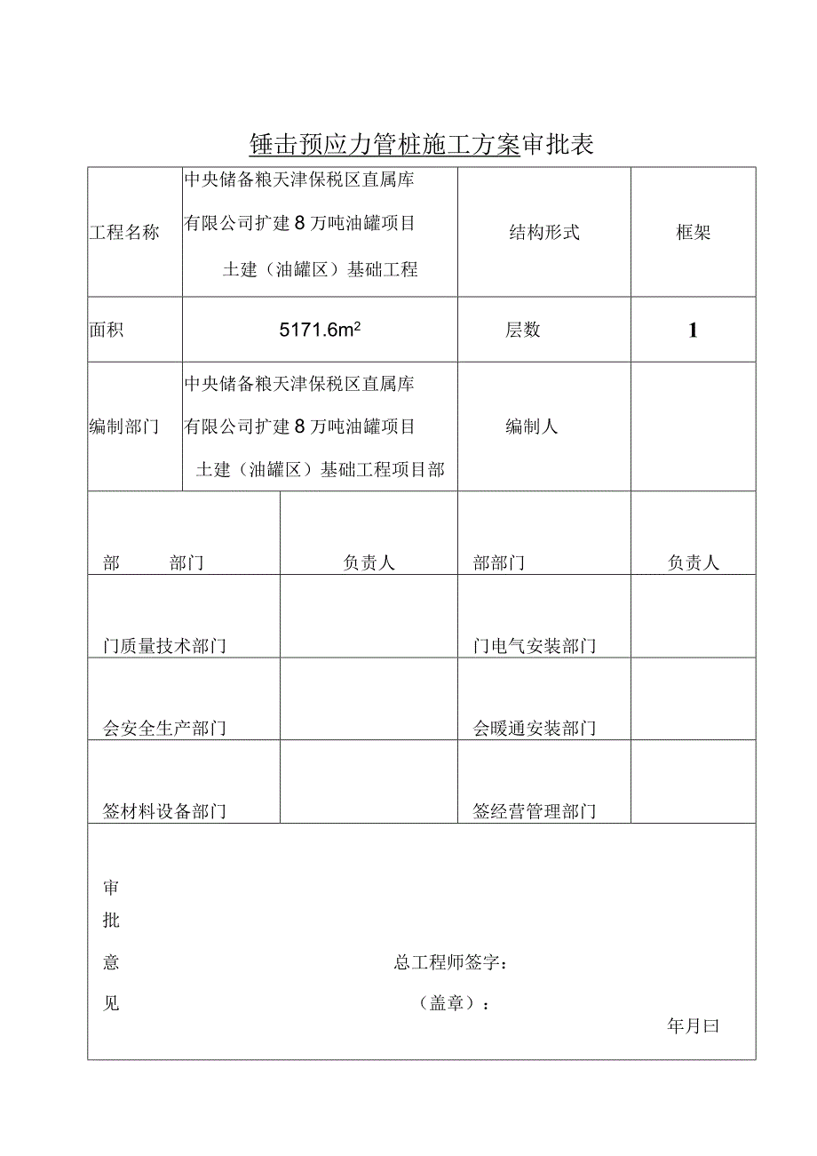 中储粮项目锤击预应力管桩基础施工方案.docx_第1页