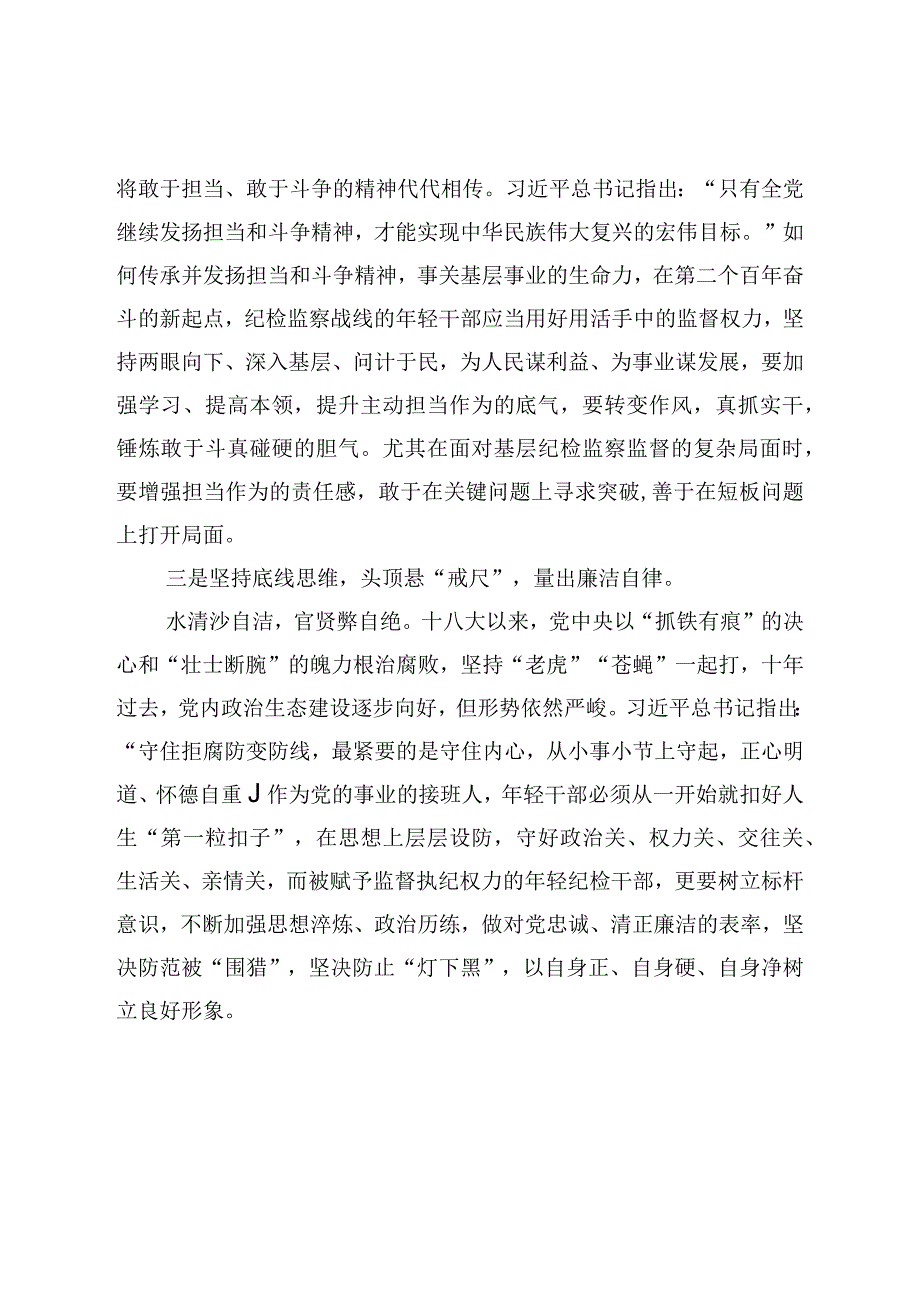 XX纪检监察年轻干部座谈发言材料.docx_第2页