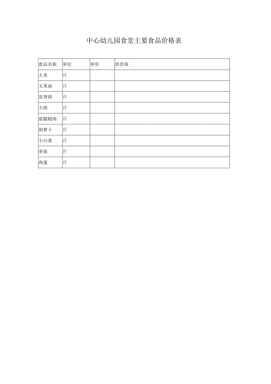 中心园食堂食品价格表.docx_第1页