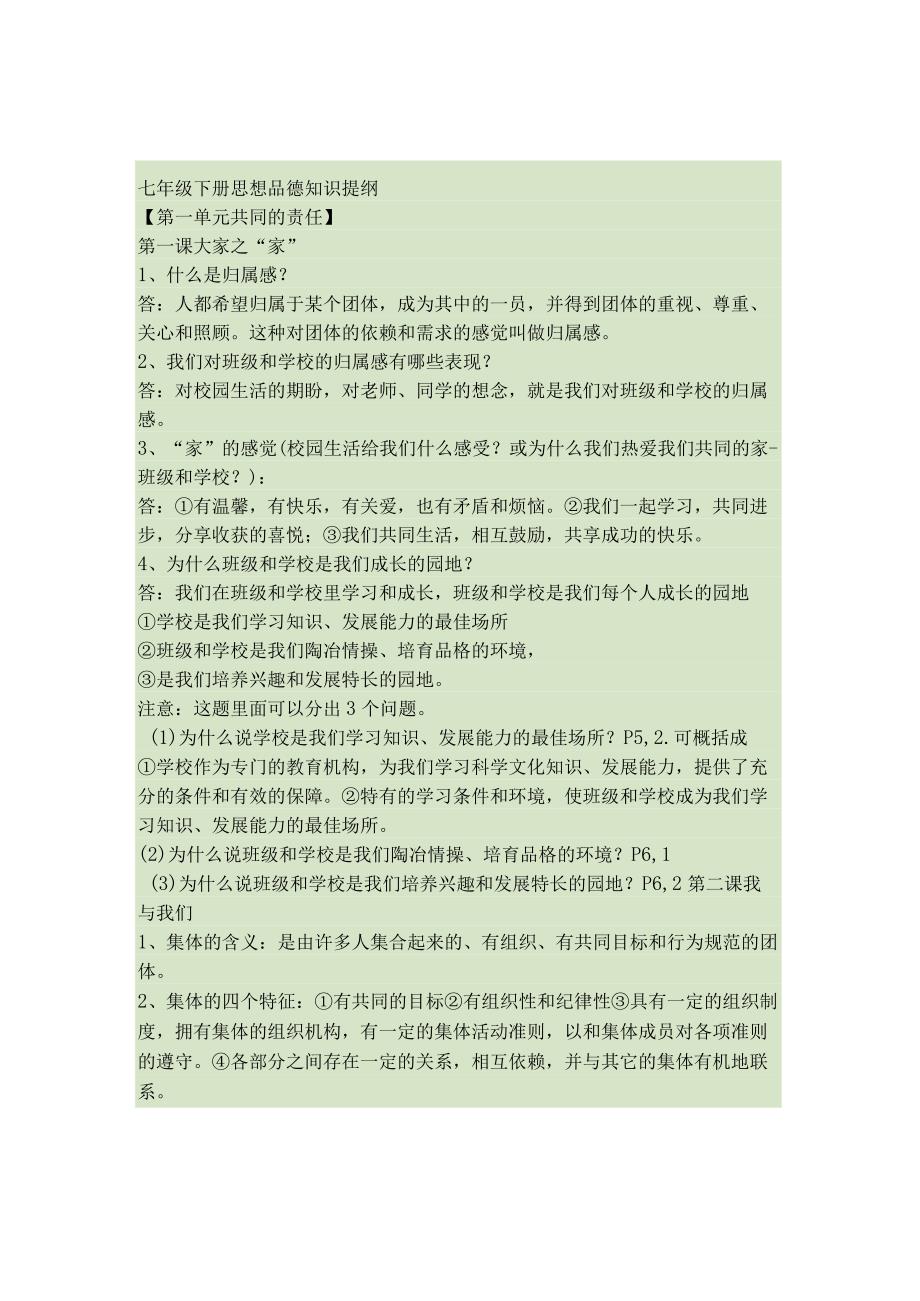 七年级下册教科版思品复习知识点整理讲解.docx_第1页