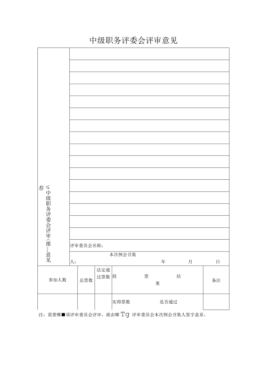 中级职务评委会评审意见表.docx_第1页