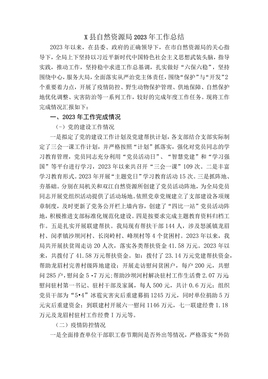 ×县自然资源局202×年工作总结.docx_第1页