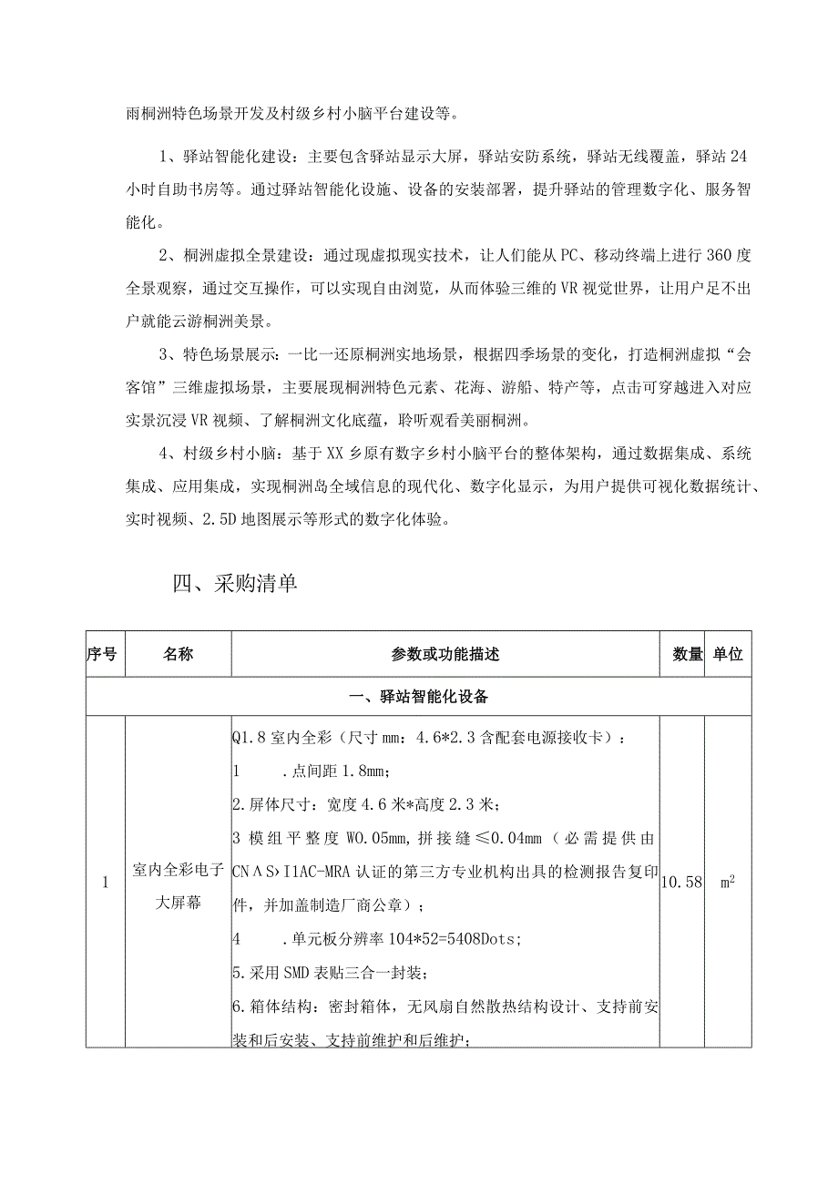 XX村智慧乡村驿站数智化建设项目采购需求.docx_第2页