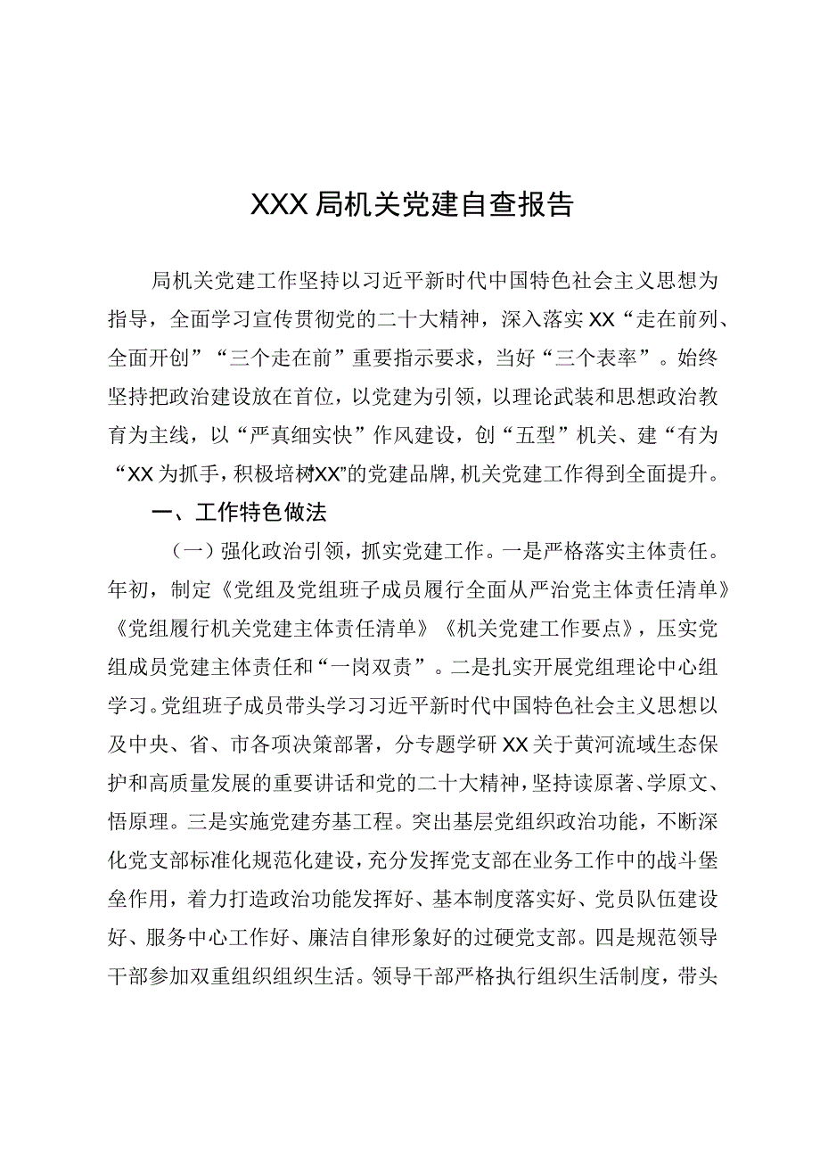 XX机关党建自查报告0113.docx_第1页