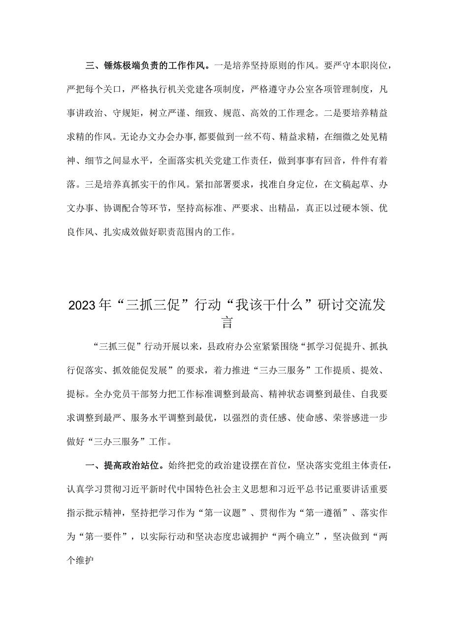 两篇：2023年三抓三促行动我该干什么研讨交流发言稿.docx_第2页