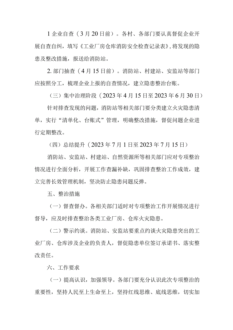 XX镇开展工业厂房仓库消防安全专项整治工作实施方案.docx_第3页