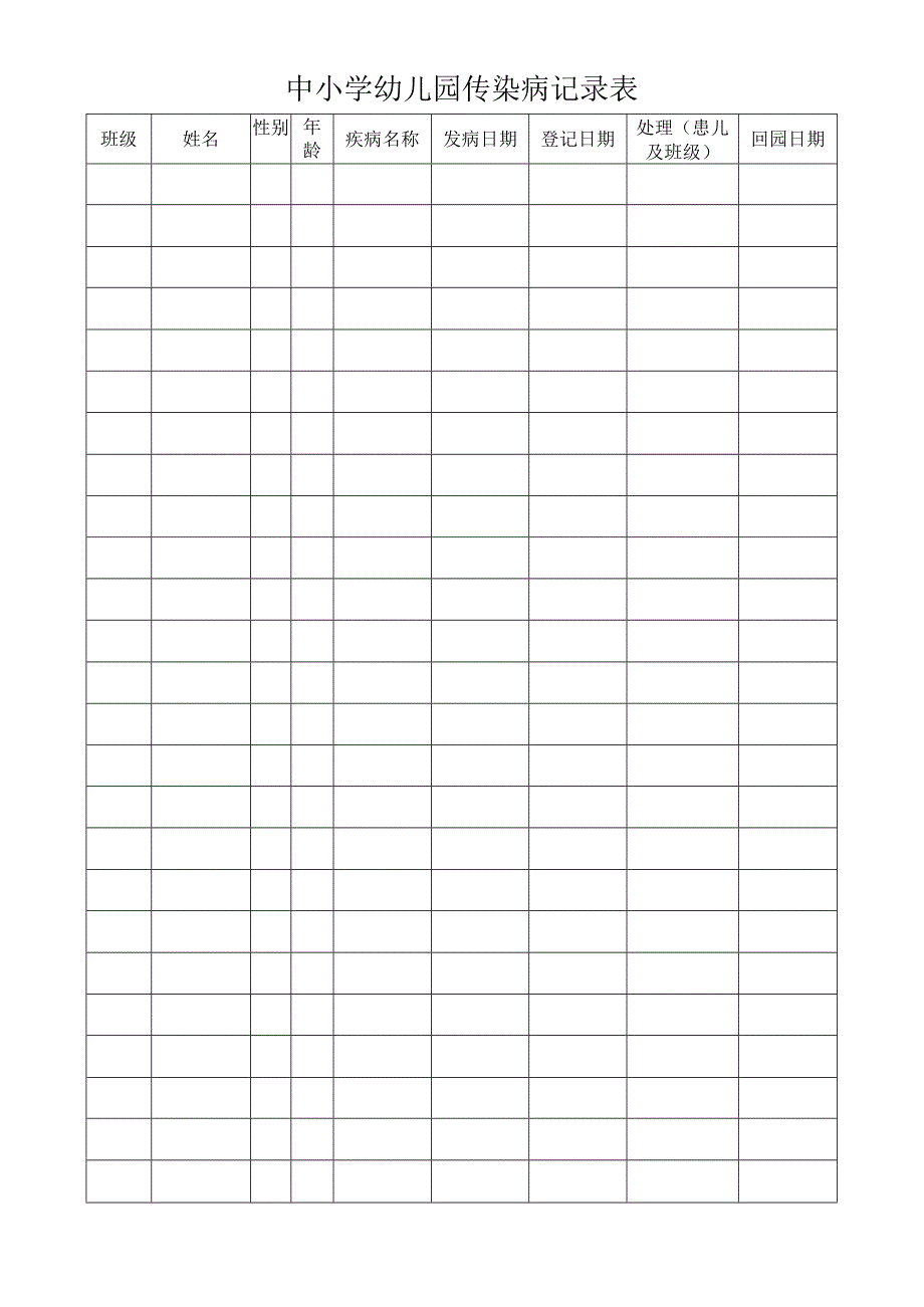 中小学幼儿园传染病记录表.docx_第1页