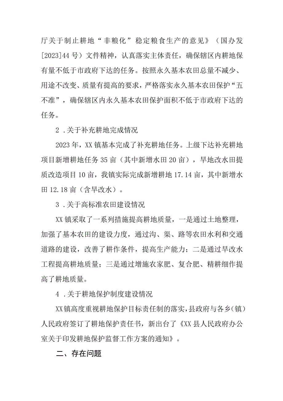 XX镇2023年度耕地保护责任目标履行情况自查报告.docx_第2页