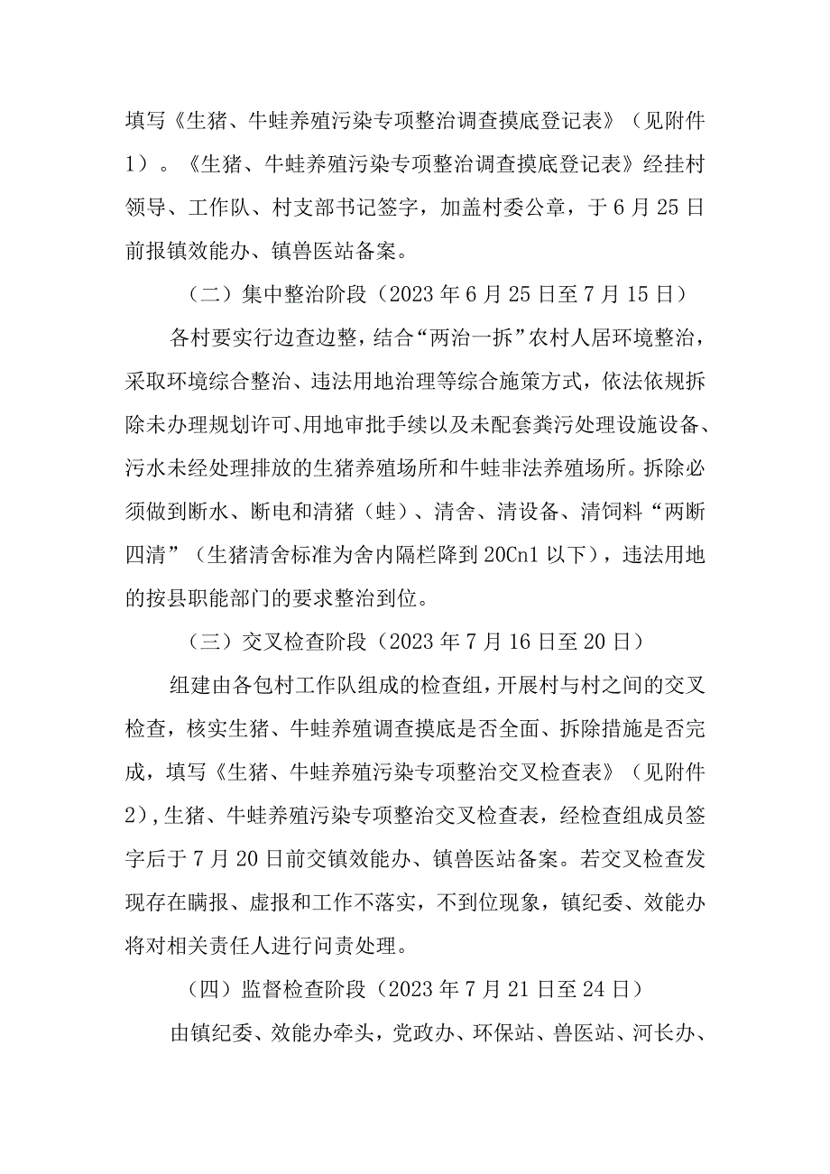 XX镇深入开展生猪牛蛙养殖污染集中专项整治工作方案.docx_第2页