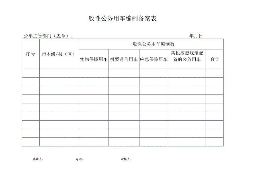 一般性公务用车编制备案表.docx_第1页