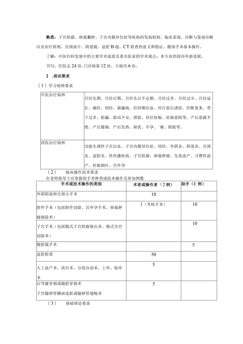 中医妇科住院医师培训目标及内容要求.docx_第2页