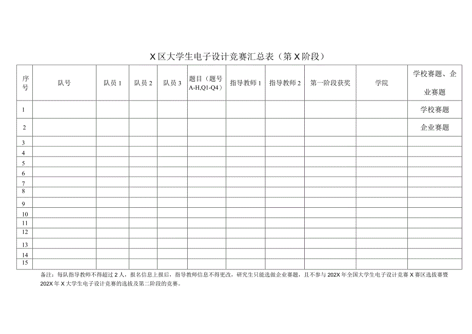 X区大学生电子设计竞赛汇总表第X阶段.docx_第1页