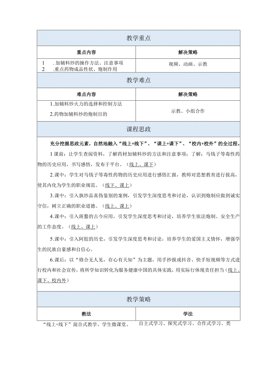 中药炮制技术-加辅料炒思政教案.docx_第2页