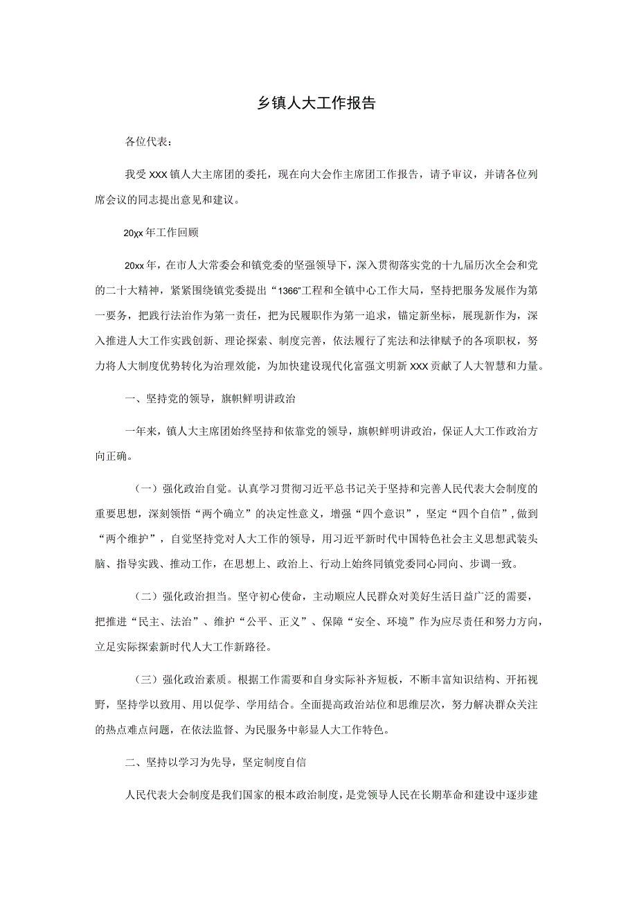 乡镇人大工作报告.docx_第1页