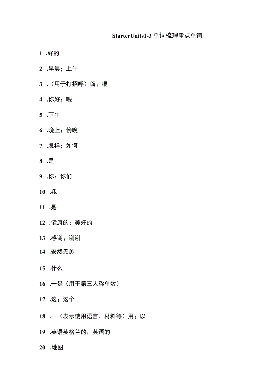 人教版七年级上册Starter Units13重点单词练习题.docx_第1页