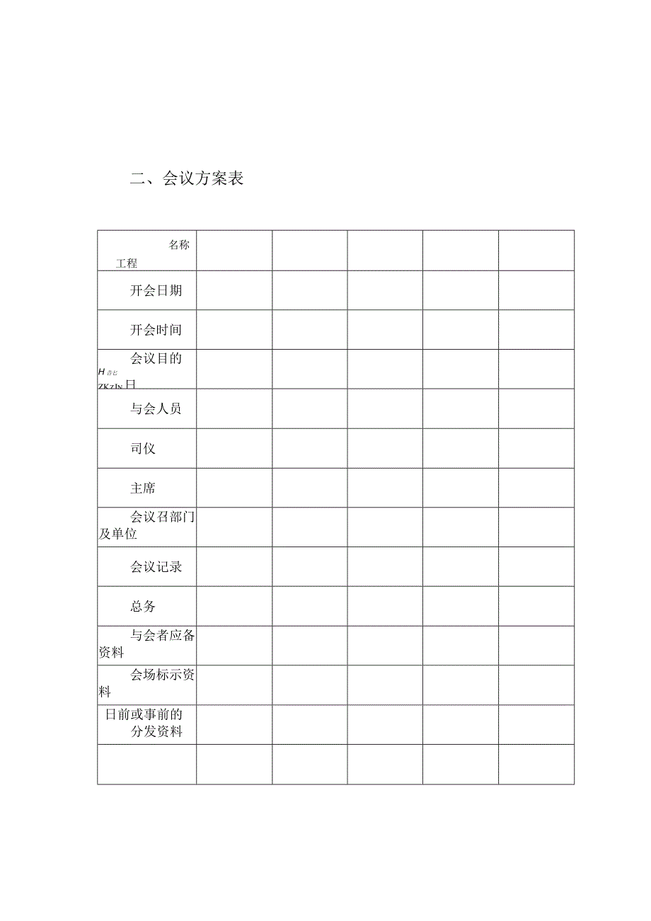 公司总务管理办法及制度二、会议计划表.docx_第1页