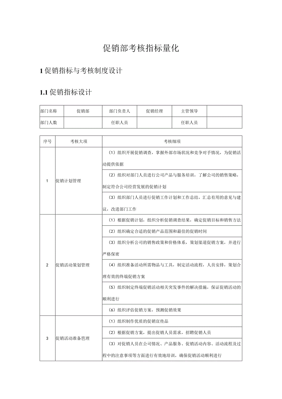 促销部考核指标量化.docx_第1页