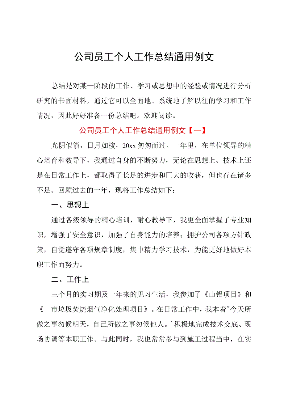 公司员工个人工作总结通用例文.docx_第1页