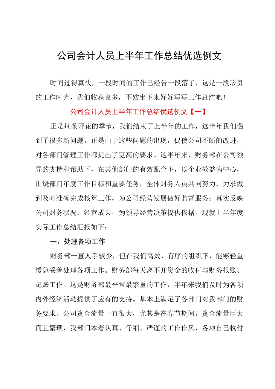 公司会计人员上半年工作总结优选例文.docx_第1页