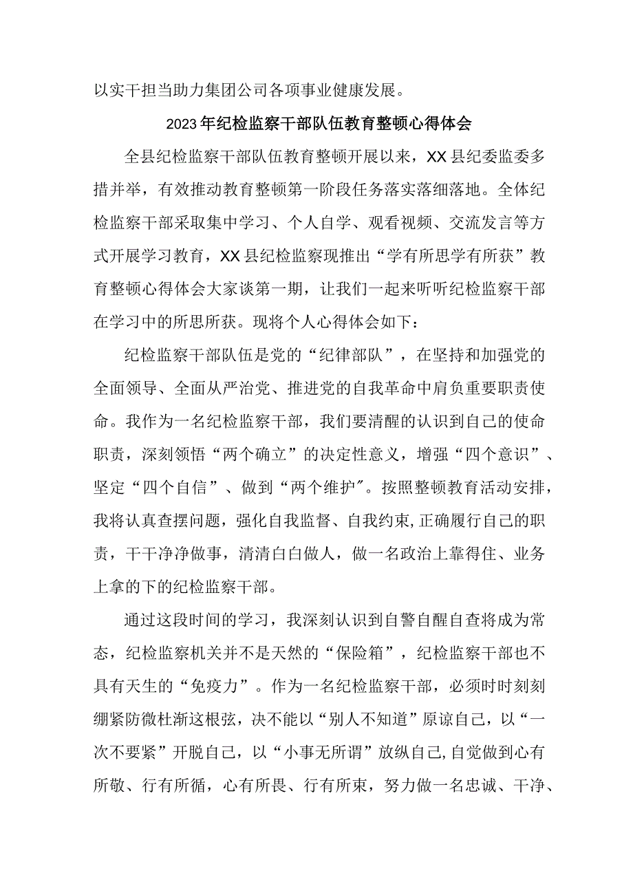 保险金融单位2023年纪检监察干部队伍教育整顿心得体会.docx_第3页