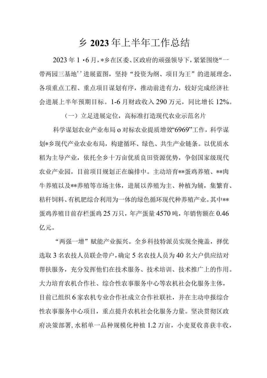 乡2022年上半年工作总结(1).docx_第1页