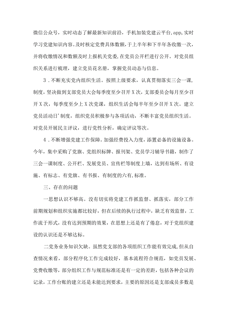 党支部标准化规范化建设工作自查报告范文(通用7篇).docx_第3页