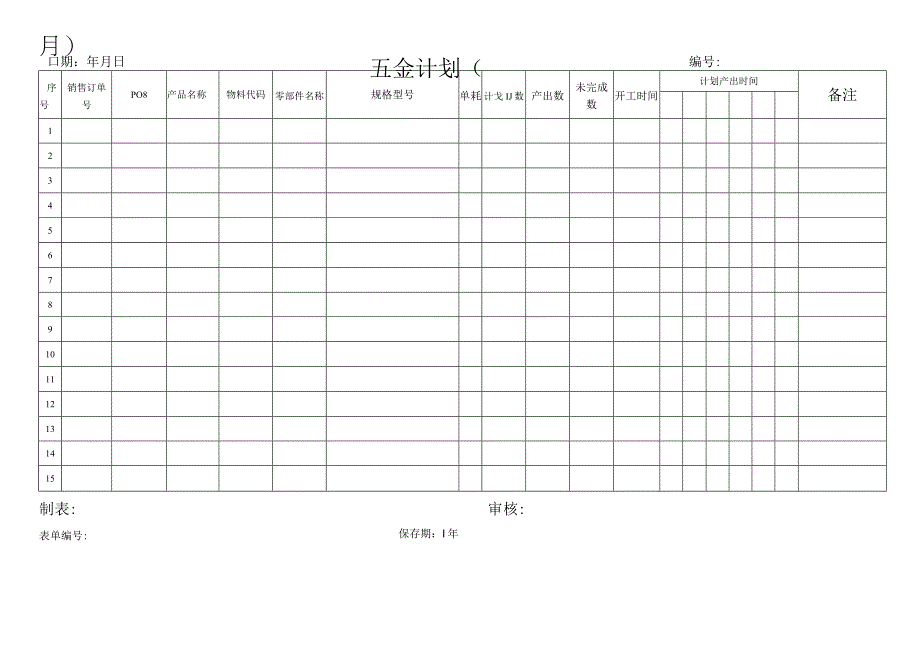 五金计划（第 周）.docx_第1页