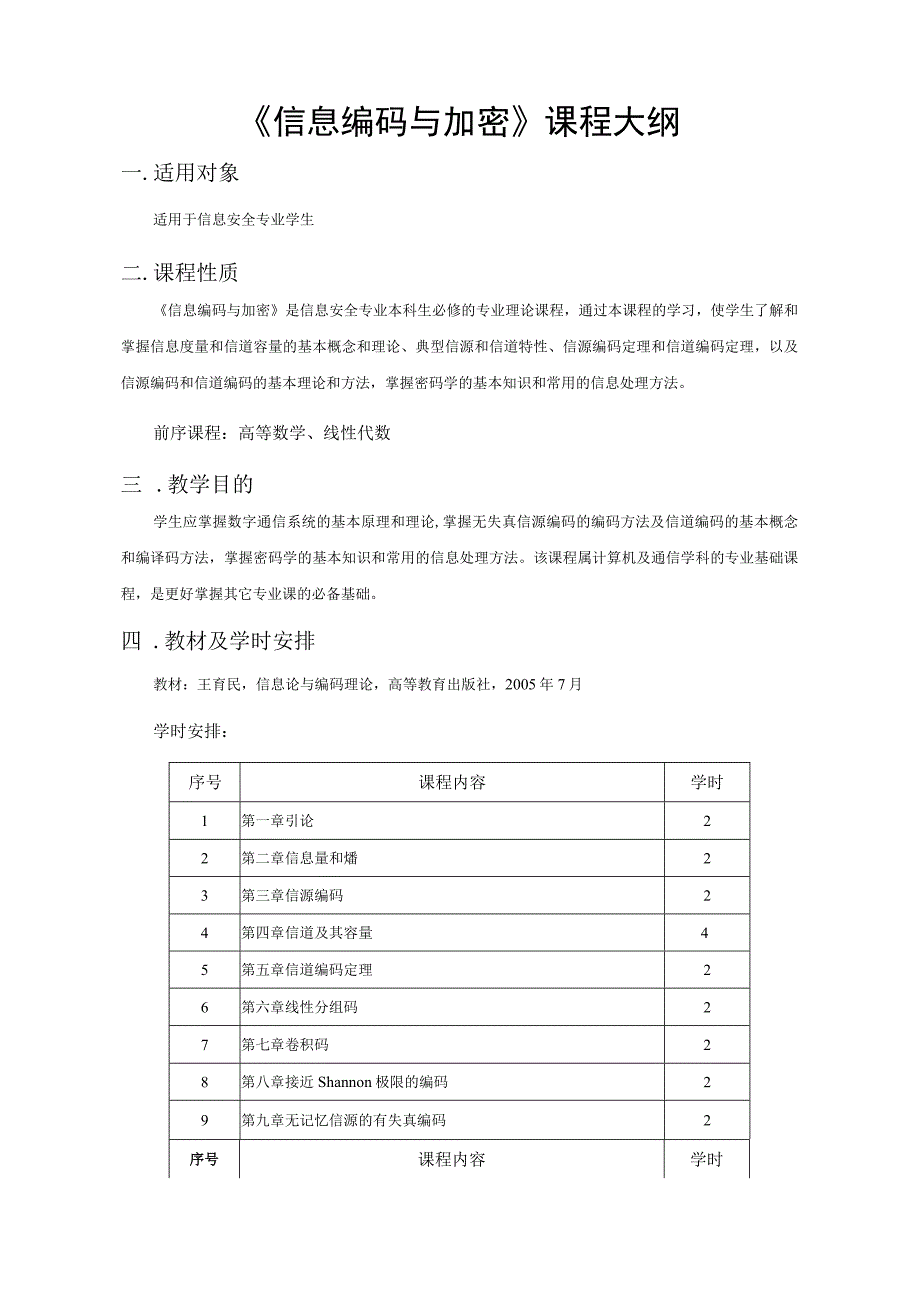 信息编码与加密教学大纲.docx_第1页