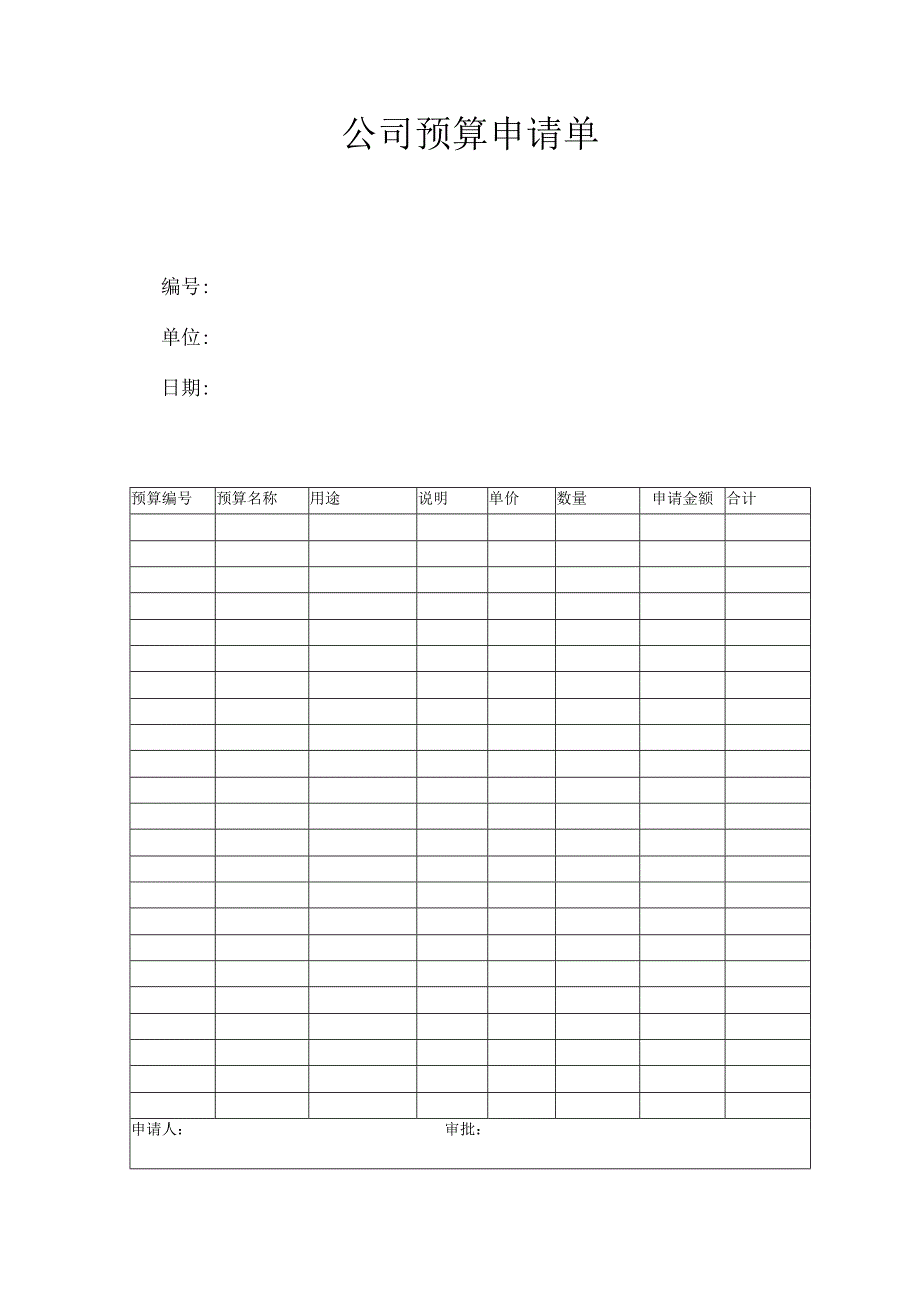 公司预算申请单.docx_第1页