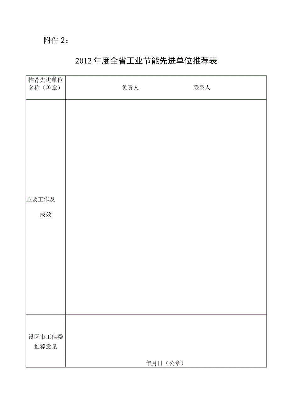 全省工业节能先进单位推荐表.docx_第1页