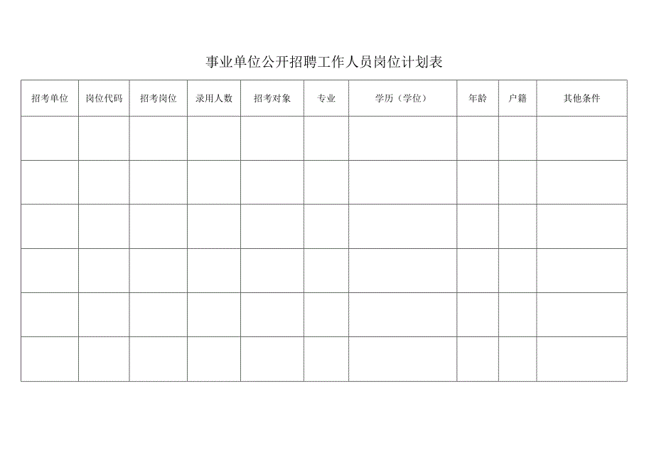 事业单位公开招聘工作人员岗位计划表.docx_第1页