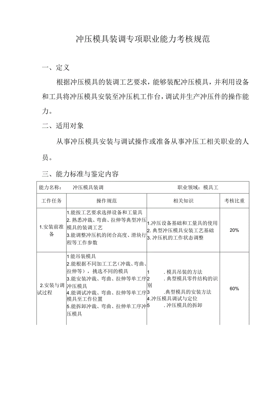 冲压模具装调专项职业能力考核规范.docx_第1页