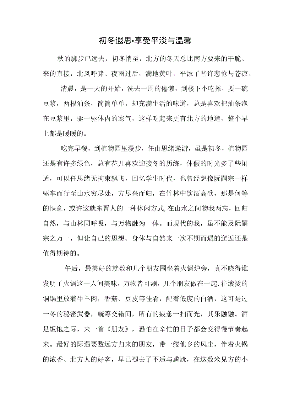 初中生优秀作文初冬遐思.docx_第1页