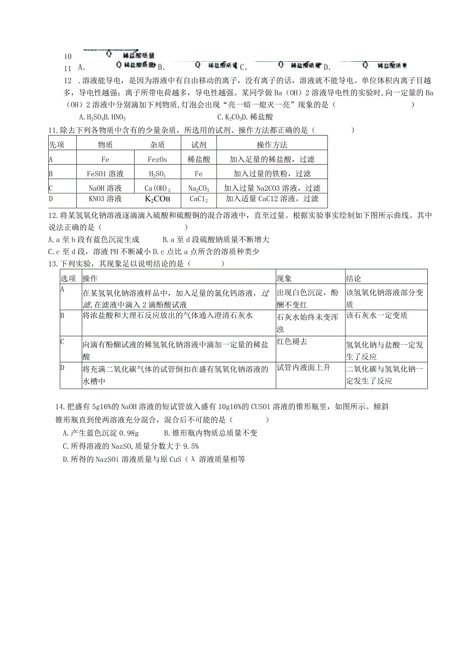 初中：九年级10月份质量调研试卷科学.docx_第3页