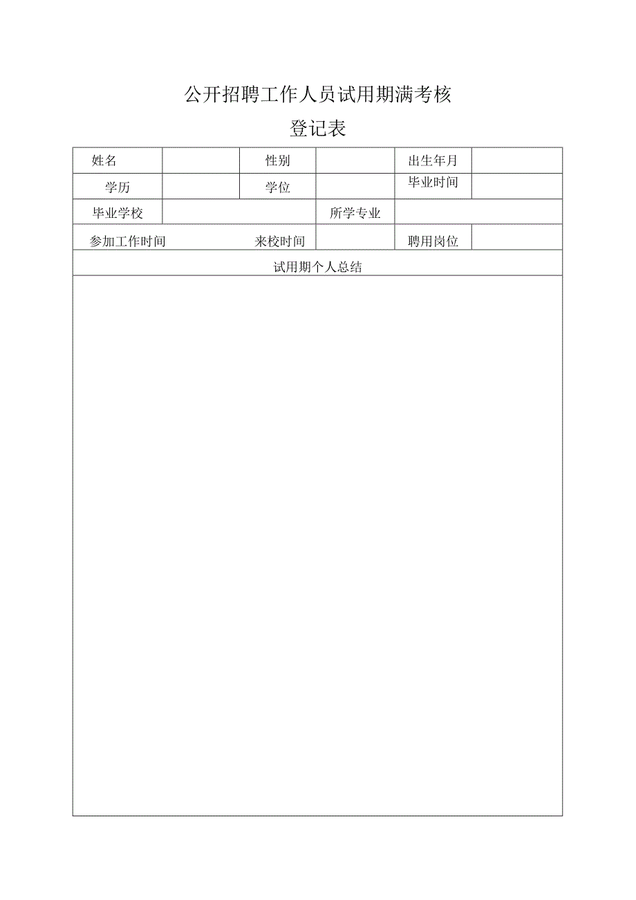 公开招聘工作人员试用期满考核登记表.docx_第1页