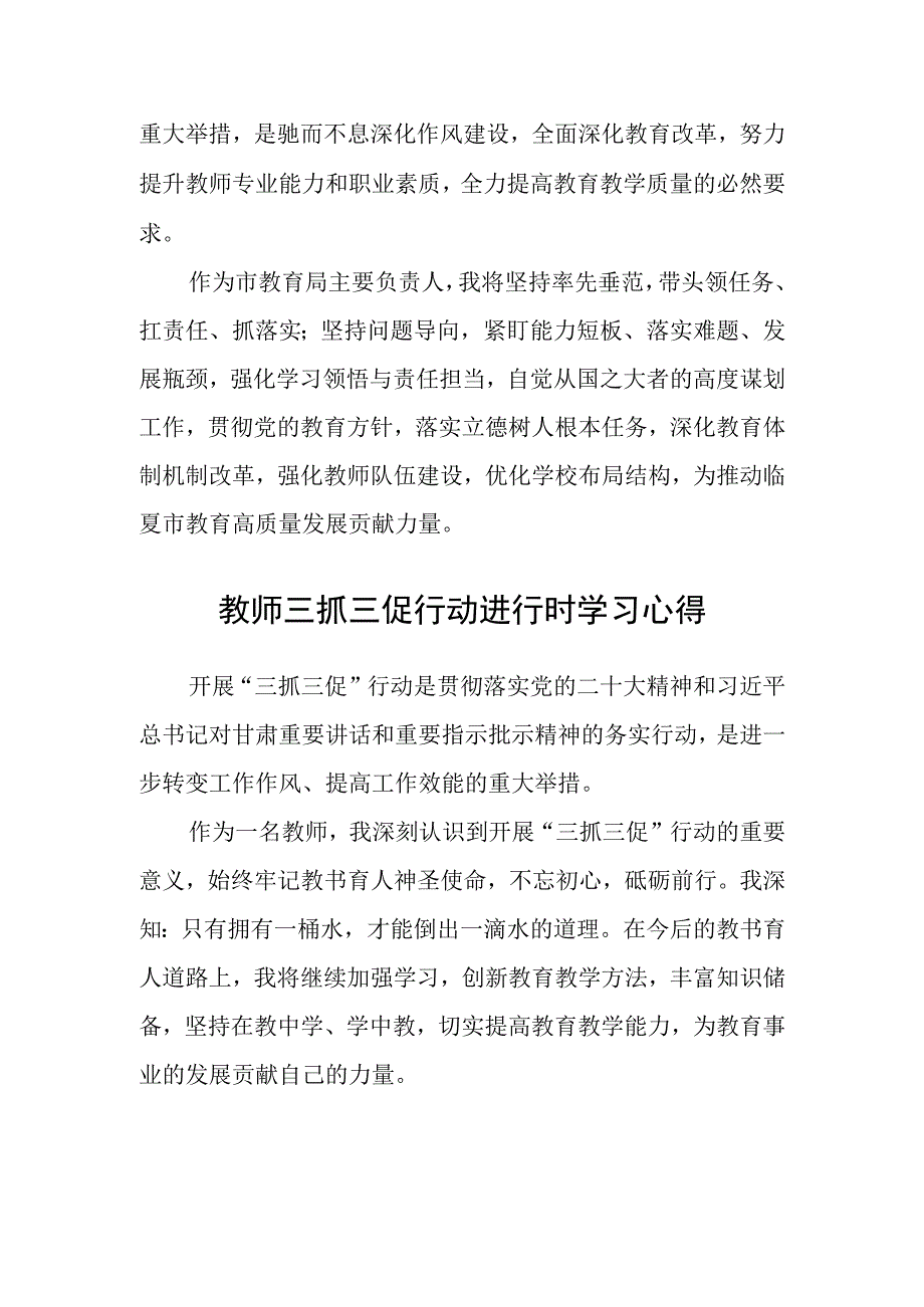 共三篇中学思政教师三抓三促行动进行时学习心得体会.docx_第2页