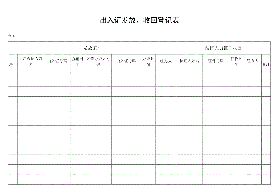 出入证发放收回登记表secret工程文档范本.docx_第1页